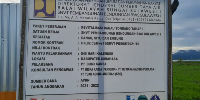 Proyek Revitalisasi Danau Tondano Diduga Masih Gunakan Material Ilegal, APH Diminta Proses Hukum Kontraktor PT Bumi Karsa