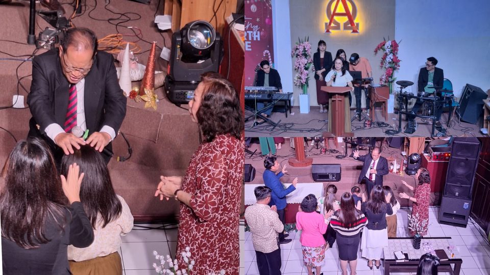 Momen Ibadah Pra Natal GBT Kristus Alfa Omega Tomohon, Miky Wenur Didoakan Pendeta se- Wilayah Sulut