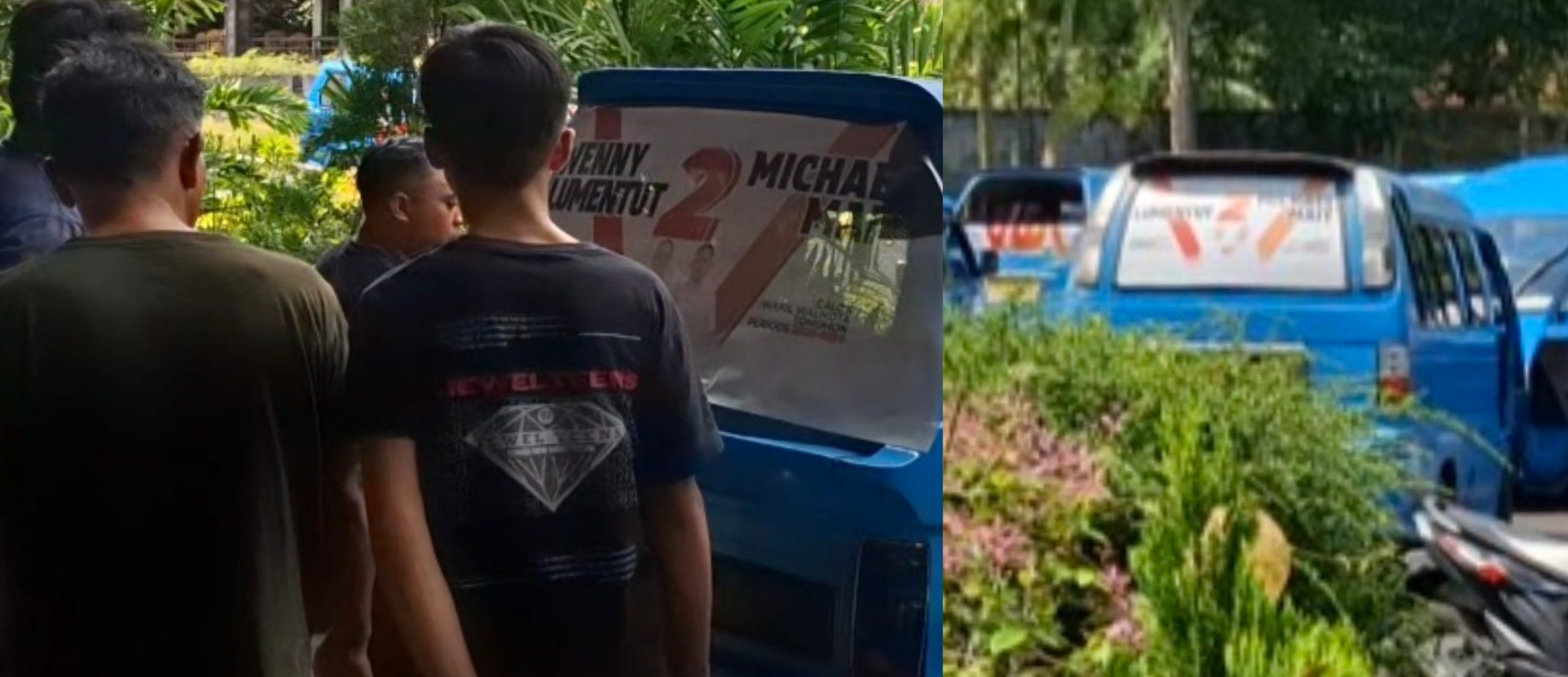 Sopir Mikrolet Tomohon Beri Dukungan pada Pasangan WLMM, Stiker Terpampang di Puluhan Kendaraan