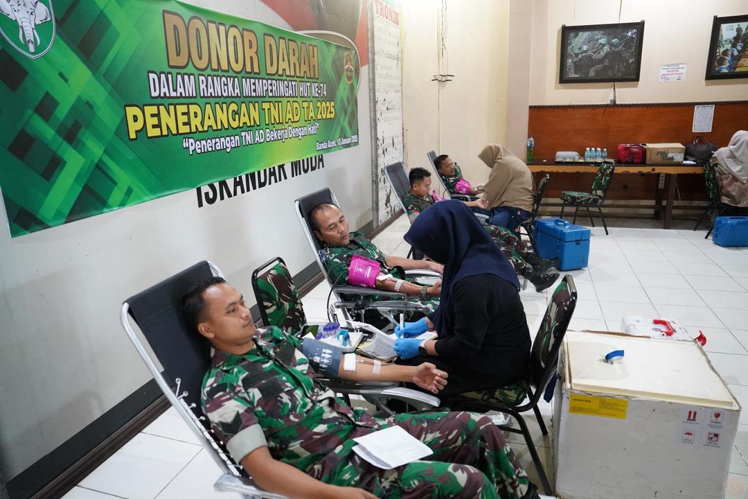 TNI AD Gelar Baksos Donor Darah, Peringati HUT Ke-74 Pendam IM