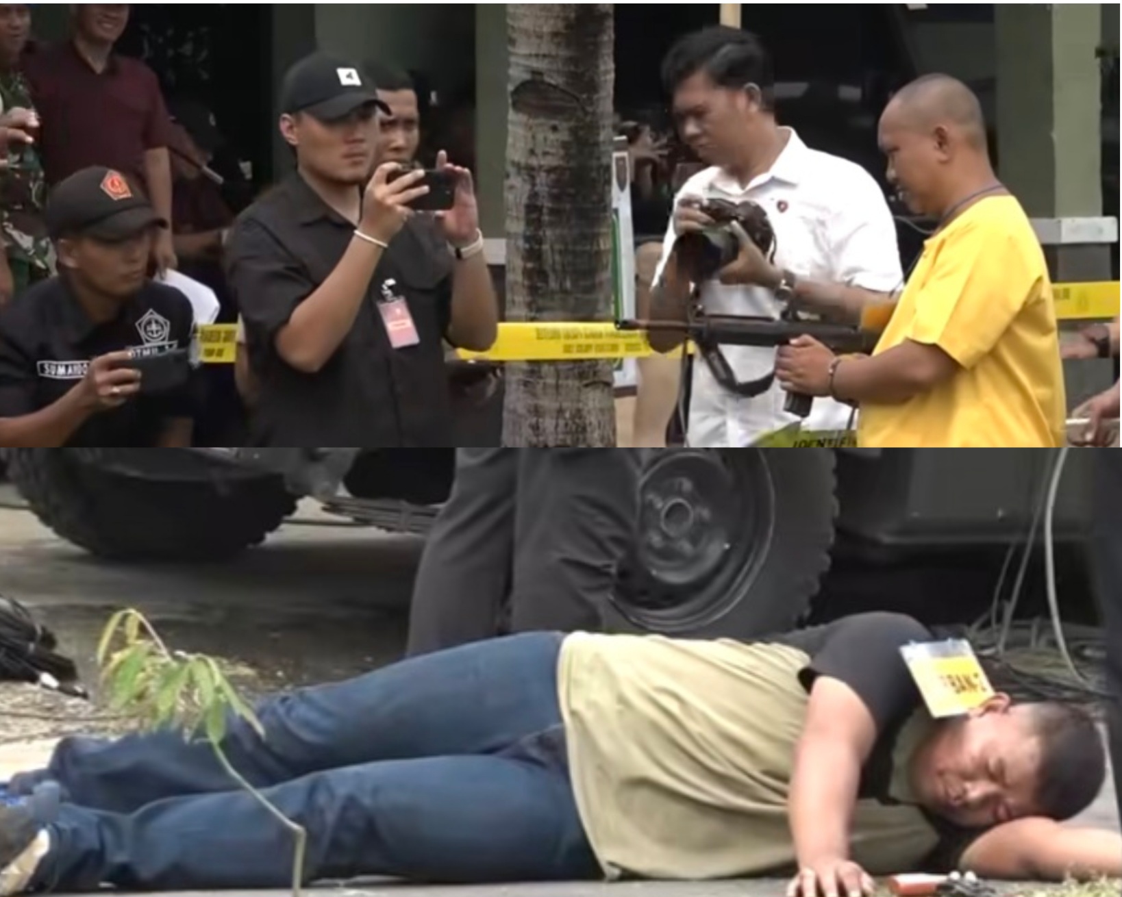 Rekonstruksi Penembakan di Lokasi Judi Sabung Ayam Lampung: Kopda Basar Diperagakan Habisi Tiga Polisi