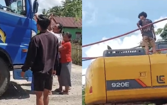 Warga Huntuk Hadang Alat Berat Diduga Masuk Tambang Ilegal, Pemprov Sulut Sudah Larang tapi Aktivitas PETI Tetap Jalan